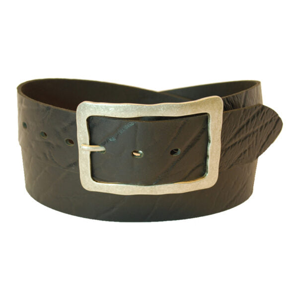 Wide leather belt for women model "mountains"