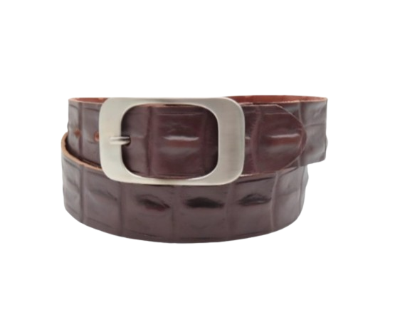 Leather belt for men brown model "alligator"