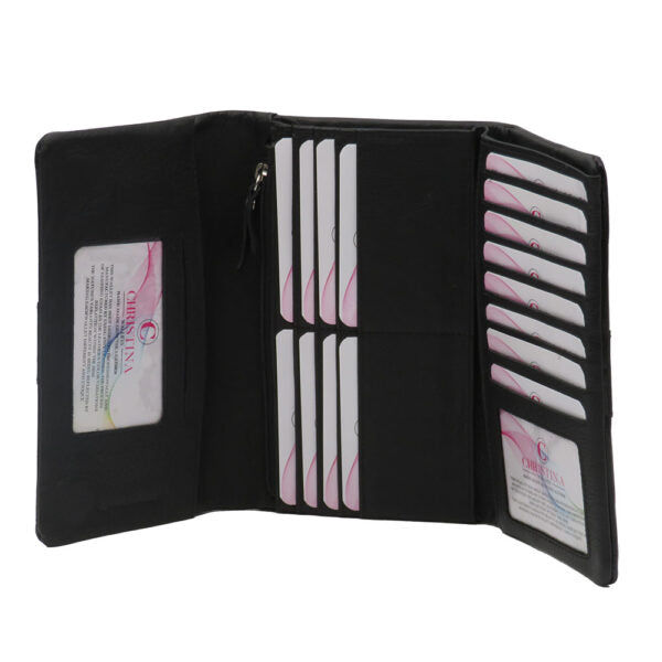 Luxurious and delicate black leather wallet for women "Aviv" nail polish