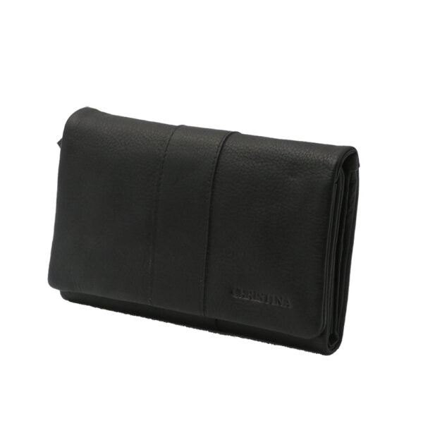 Black Nappa leather wallet for women model "Aviv"