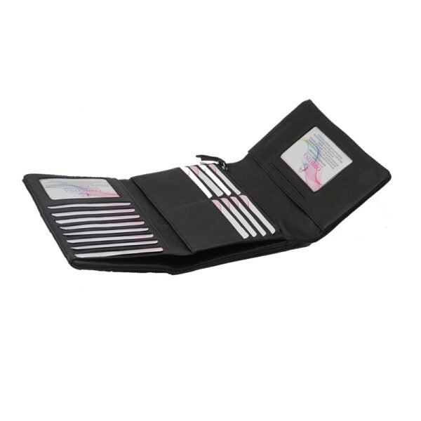 Black Nappa leather wallet for women model "Aviv"