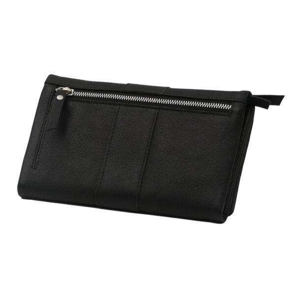 Black Nappa leather wallet for women model "Aviv"