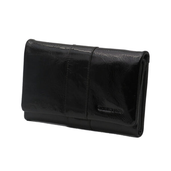 Luxurious and delicate black leather wallet for women "Aviv" nail polish