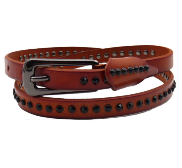 Camel leather belt designed for women "Titanic" model