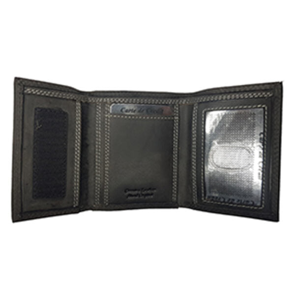 Fine leather wallet for men model "Velcro" black nubuck