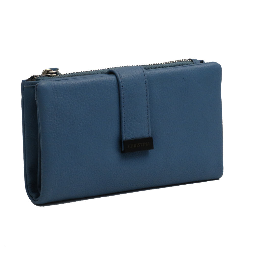 Fine blue leather wallet for women model "Dynamo"