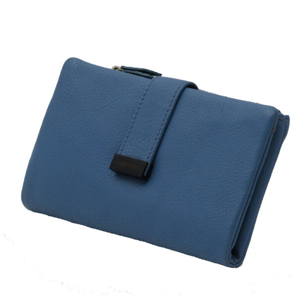 Fine blue leather wallet for women model "Dynamo"