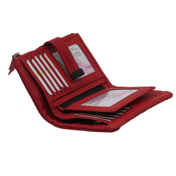 Red fine leather wallet for women "Dynamo" model