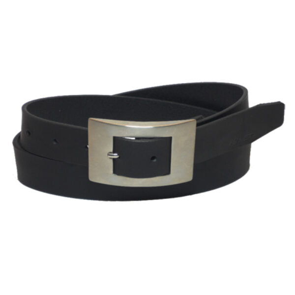 Black leather belt for men "Chaser" model