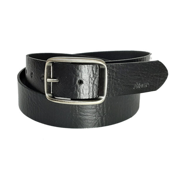 Black leather belt for men model "Bola"