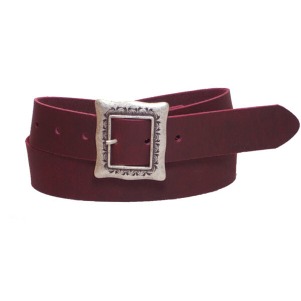 Burgundy leather belt for women "Prime" model