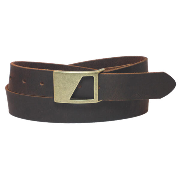 Brown leather belt for men model "Galil"