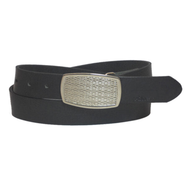 Black leather belt for men model "Taft"