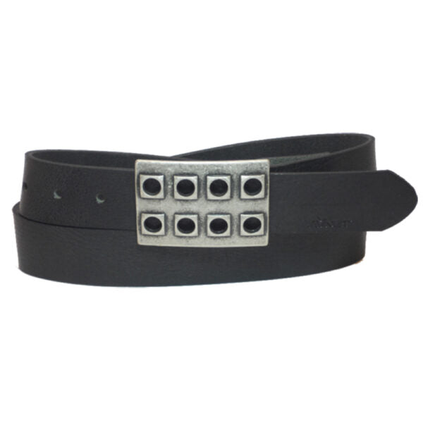 Black leather belt for men "Hall" model