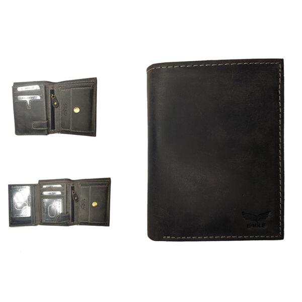 Fine leather wallet for men model "big size" black nubuck