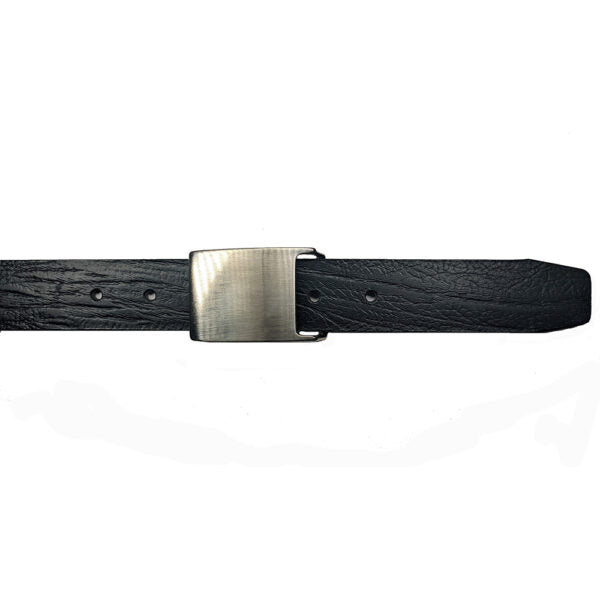 Black leather belt for men "Plate" model