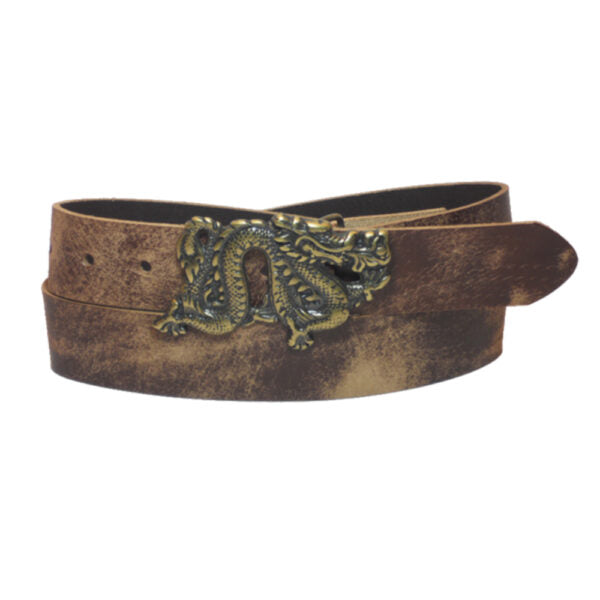 Dragon Model Yozed Brown Premium Quality Handcrafted Leather Belt for Men