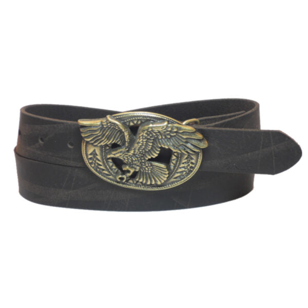 Brown leather belt for men model "Eagle Head"