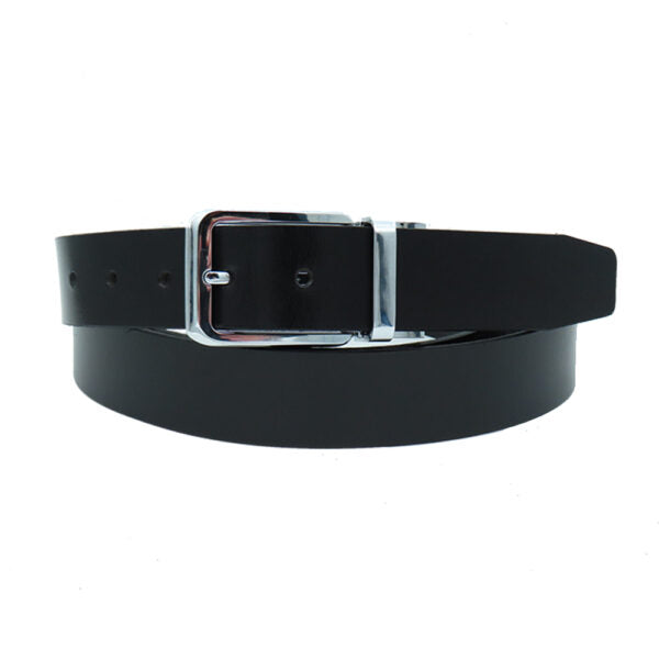 Black leather belt for men model "Smud"