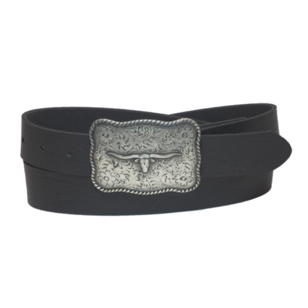 Black leather belt for men "Stud" model