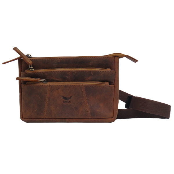 Side bag for men in quality leather "Sharon" wine brown