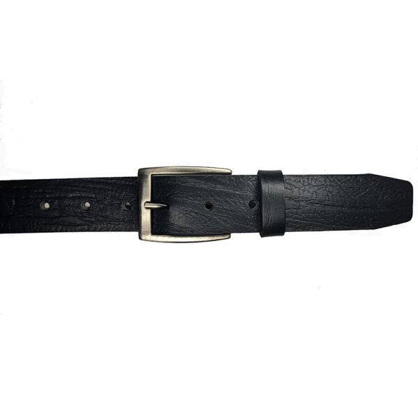 Black leather belt for men model "Biden"