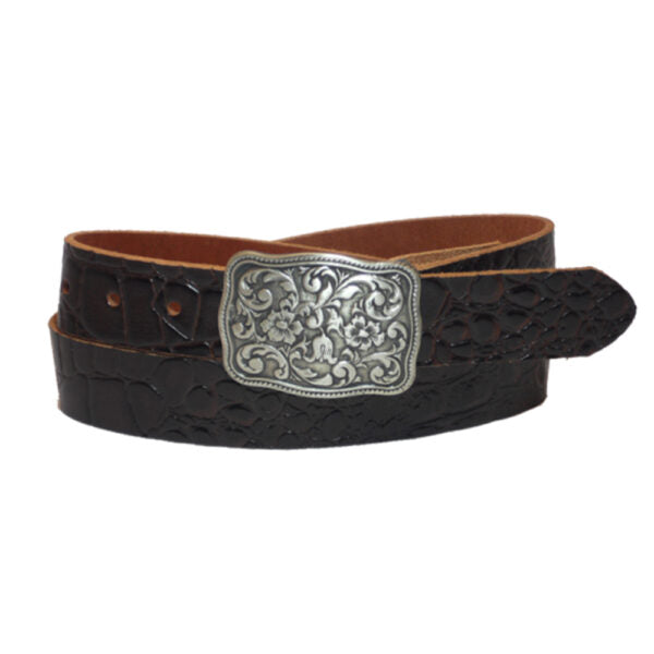 Brown leather belt for men model "Pibble"