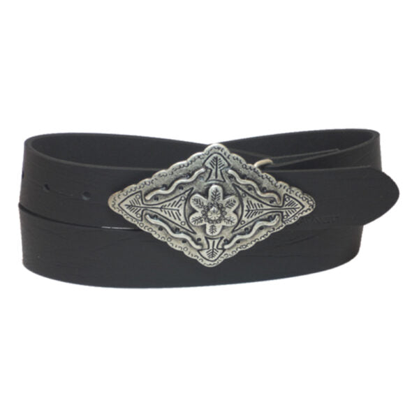 Black leather belt for men model "Tal"