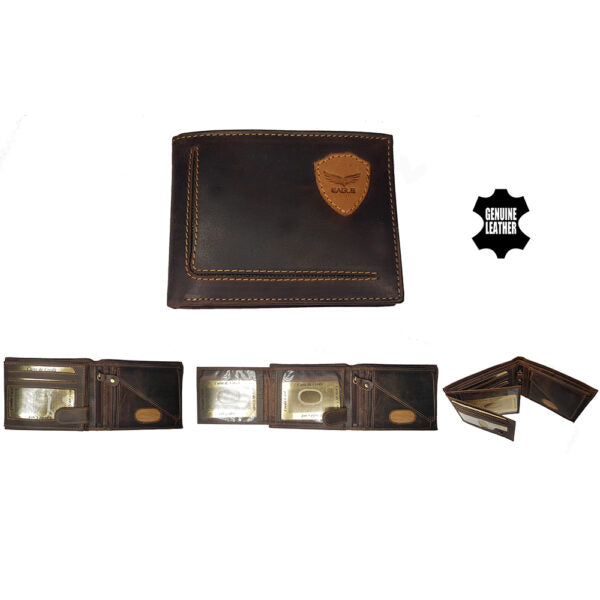 Fine leather wallet for men model "Eagle" brown nubuck