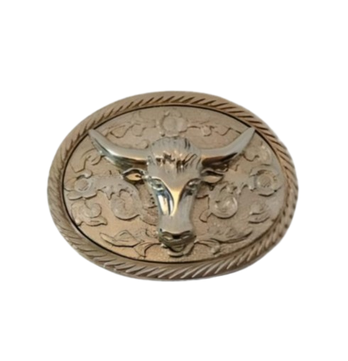 Bull buckle for men in a round design